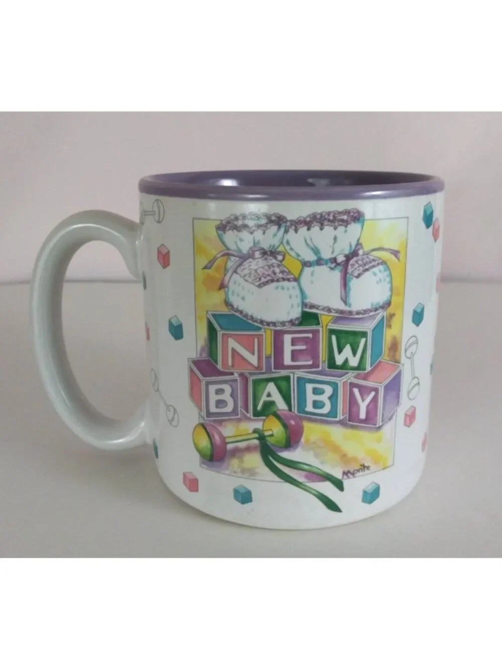 Vintage 1998 Flowers Inc Balloons Monte New Baby Coffee Cup Korea